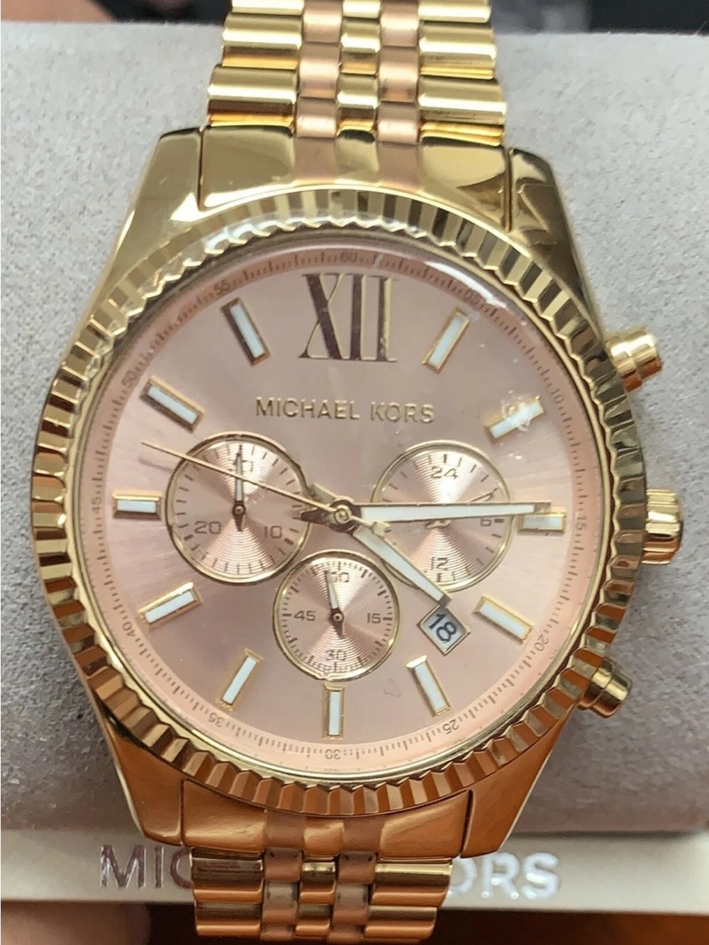 Michael Kors Gold and Rose Gold Chronograph Bracelet Watch